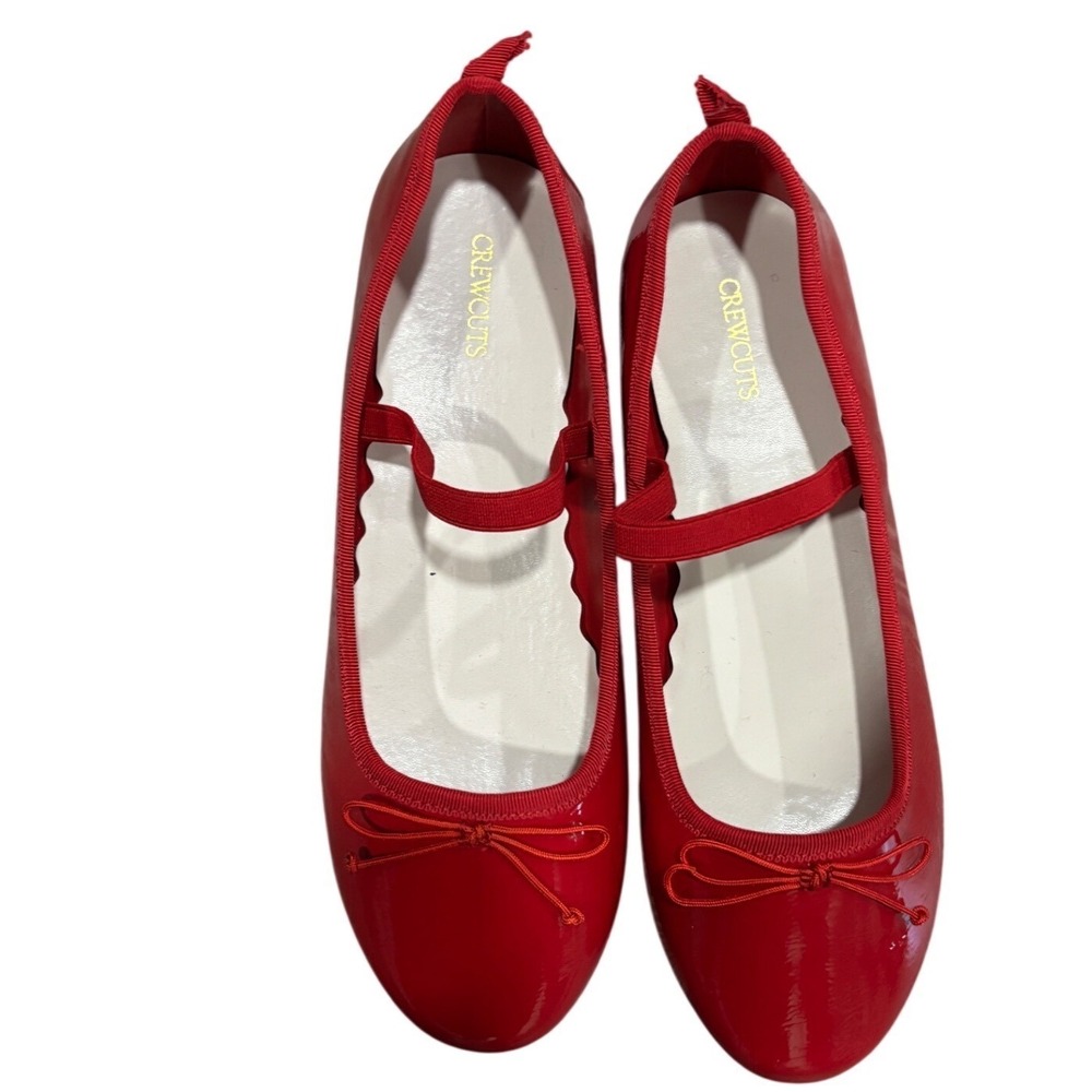 Crewcuts J.Crew Girls Red Patent Mary Jane Ballet Flats Bow Preppy NWT K5